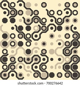 Seamless geometric pattern with colored elements, vector abstract background
