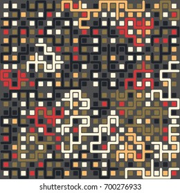 Seamless geometric pattern with colored elements, vector abstract background