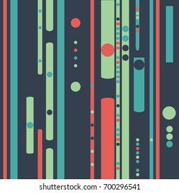 Seamless geometric pattern with colored elements, vector abstract background