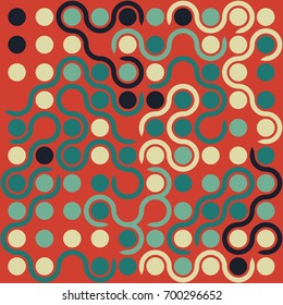 Seamless geometric pattern with colored elements, vector abstract background