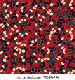 Seamless geometric pattern with colored elements, vector abstract background