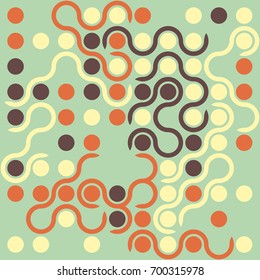 Seamless geometric pattern with colored elements, vector abstract background