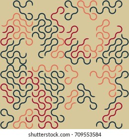 Seamless geometric pattern with colored elements, vector abstract background