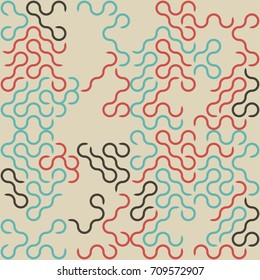 Seamless geometric pattern with colored elements, vector abstract background