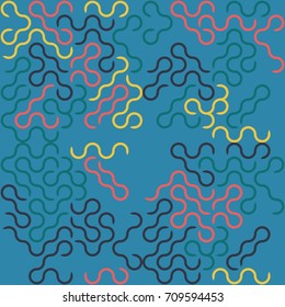 Seamless geometric pattern with colored elements, vector abstract background