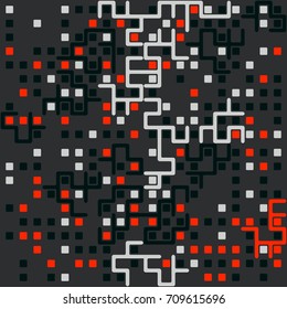 Seamless geometric pattern with colored elements, vector abstract background