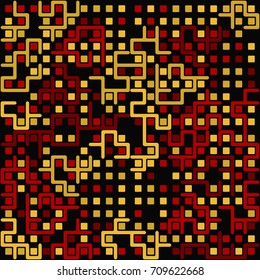 Seamless geometric pattern with colored elements, vector abstract background