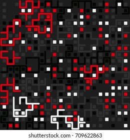 Seamless geometric pattern with colored elements, vector abstract background