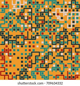 Seamless geometric pattern with colored elements, vector abstract background