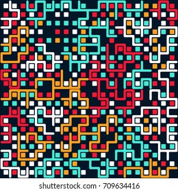 Seamless geometric pattern with colored elements, vector abstract background