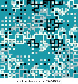 Seamless geometric pattern with colored elements, vector abstract background