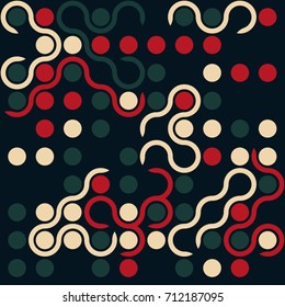 Seamless geometric pattern with colored elements, vector abstract background
