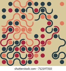 Seamless geometric pattern with colored elements, vector abstract background