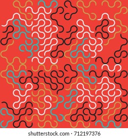 Seamless geometric pattern with colored elements, vector abstract background