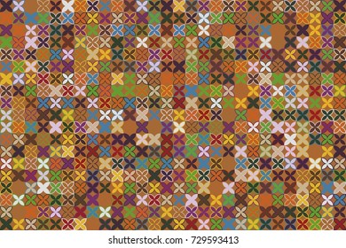 Seamless geometric pattern with colored elements, vector abstract background