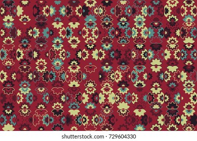 Seamless geometric pattern with colored elements, vector abstract background