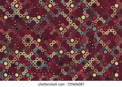 Seamless geometric pattern with colored elements, vector abstract background