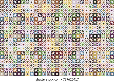 Seamless geometric pattern with colored elements, vector abstract background