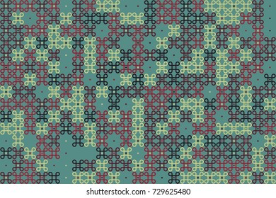 Seamless geometric pattern with colored elements, vector abstract background
