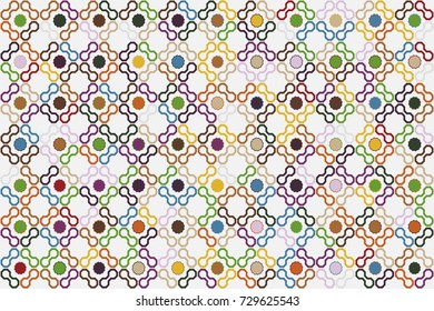 Seamless geometric pattern with colored elements, vector abstract background