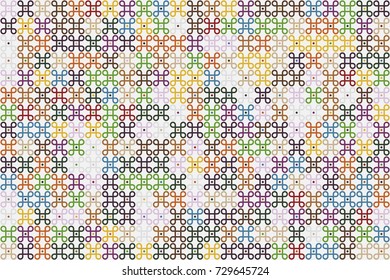 Seamless geometric pattern with colored elements, vector abstract background