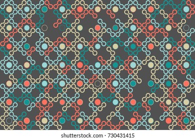 Seamless geometric pattern with colored elements, vector abstract background