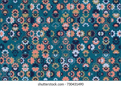 Seamless geometric pattern with colored elements, vector abstract background