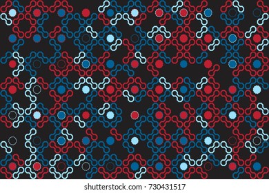 Seamless geometric pattern with colored elements, vector abstract background