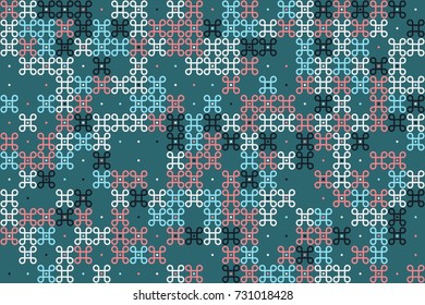 Seamless geometric pattern with colored elements, vector abstract background