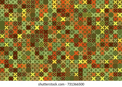 Seamless geometric pattern with colored elements, vector abstract background