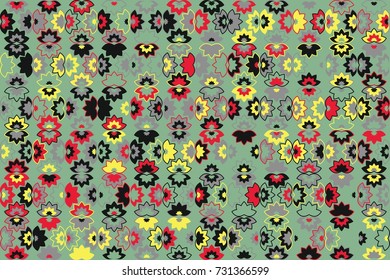Seamless geometric pattern with colored elements, vector abstract background