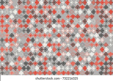 Seamless geometric pattern with colored elements, vector abstract background