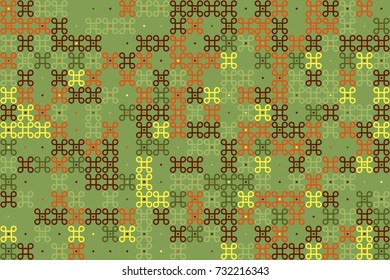 Seamless geometric pattern with colored elements, vector abstract background