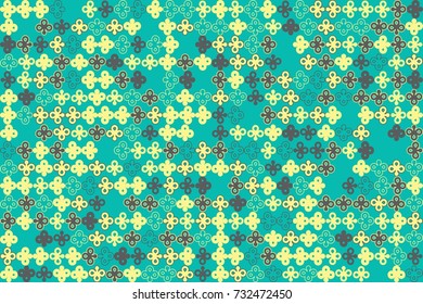 Seamless geometric pattern with colored elements, vector abstract background