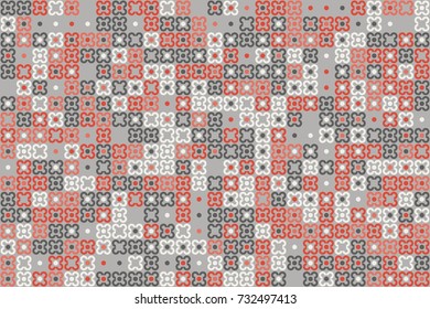 Seamless geometric pattern with colored elements, vector abstract background