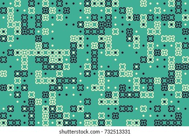 Seamless geometric pattern with colored elements, vector abstract background