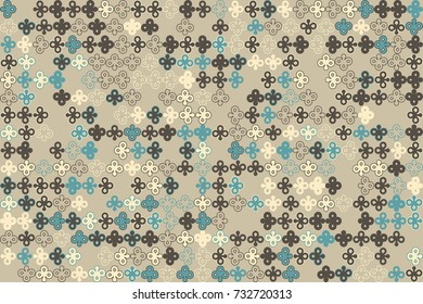 Seamless geometric pattern with colored elements, vector abstract background