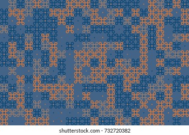 Seamless geometric pattern with colored elements, vector abstract background