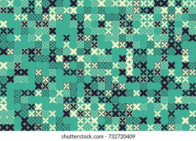 Seamless geometric pattern with colored elements, vector abstract background