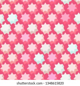 Seamless geometric pattern of colored stars. 
