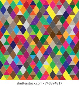 Seamless geometric pattern of colored triangles. Abstract background of geometric shapes. Geometric mosaic of triangles