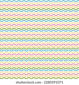 Seamless geometric pattern. Colorful background from wavy lines. Great for birthday party, holiday events, wrapping paper, fabric