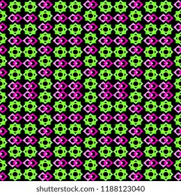 Seamless geometric pattern with colorful creative abstract tile green and pink on black background vector illustration