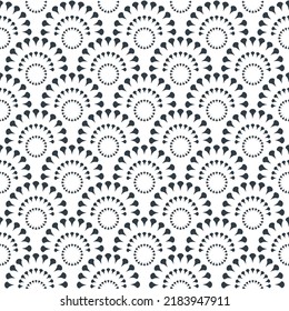 Patrón geométrico sin foco de elementos coloridos sobre fondo blanco. Resumen del patrón de flor vectorial semicírculo.