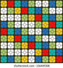 Seamless geometric pattern with colorful elements, vector background.