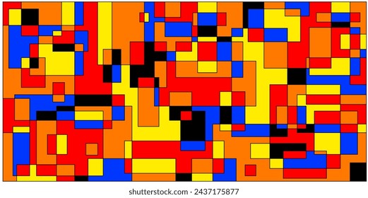 Seamless geometric pattern with colorful elements, vector background.