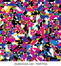 Seamless geometric pattern with colorful elements, vector background.