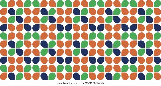 Padrão geométrico contínuo com tema floral colorido. Perfeito para impressão, design e têxteis