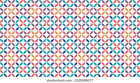Patrón geométrico sin fisuras de Formas de flores de colores. Perfecto para impresión, diseño, textiles y envoltura de regalos