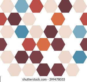 Seamless geometric pattern. Colorful infinity abstract honeycomb geometrical background. Sexangle, hexagon background. Vector illustration.